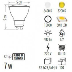 Cata 7 Watt Led Ampul GU10 Duylu CT-4215 Beyaz Işık Cata 7 Watt Led Ampul GU10 Duylu CT-4215 Beyaz Işık