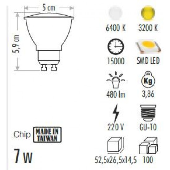 Cata 7W Led Ampul GU10 Duylu CT-4216 Beyaz Işık