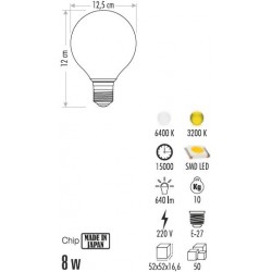 Cata 8W G125 Led Glop Ampul CT-4317 Cata 8W G125 Led Glop Ampul CT-4317
