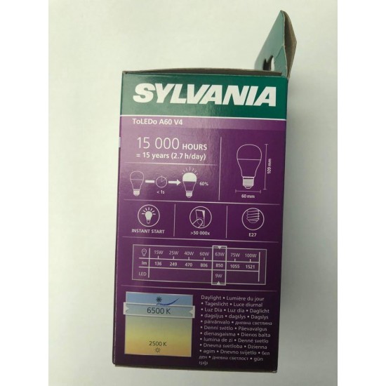 Sylvania 8,5W Led Ampül E27 Duy Beyaz Işık