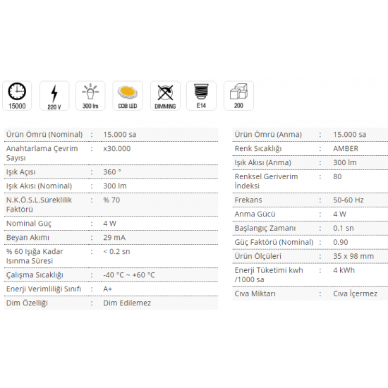 Cata 4W Rustik Led Ampul CT-4280 Cata 4W Rustik Led Ampul CT-4280