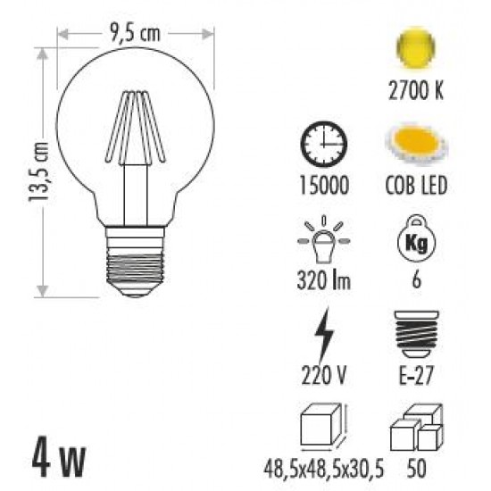 Cata 4W Rustik G95 Glop Led Ampul CT-4351