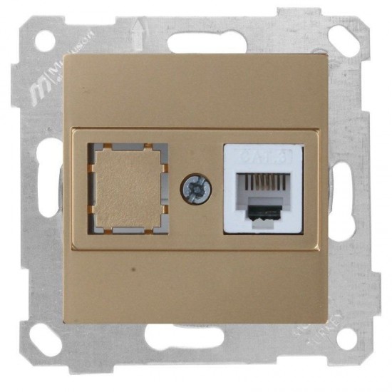 Mutlusan Telefon Prizi 1xrj12 Cat3 Metalik Altın 2200 125 0180 (Çerçeve Hariç)