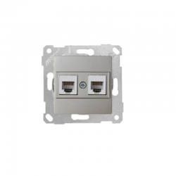 Mutlusan Telefon Prizi 2xrj12 Cat3 Rita Metalik Titanyum 2200 126 0183 (Çerçeve Hariç)