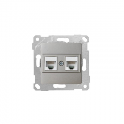 Mutlusan Telefon Prizi 2xrj45 Cat5e Rita Metalik Titanyum 2200 138 0183 (Çerçeve Hariç)