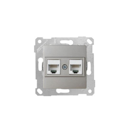 Mutlusan Telefon Prizi 2xrj45 Cat5e Rita Metalik Titanyum 2200 138 0183 (Çerçeve Hariç)