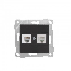 Mutlusan Telefon + Data Prizi Rj12 Cat3 + Cat5e Metalik Siyah 2200 139 0184 (Çerçeve Hariç)