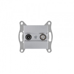 Mutlusan Tv-Sat Prizi Geçişli 4DB/F Kon. Rita Metalik İnox 2200 156 0282 (Çerçeve Hariç)