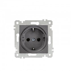 Mutlusan Topraklı Priz Rita Metalik Füme 2200 600 0295 (Çerçeve Hariç)