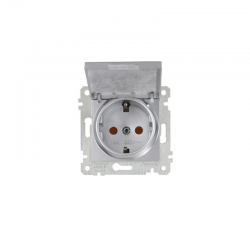 Mutlusan Kapaklı Topraklı Çocuk Korumalı Priz Rita Metalik İnox 2200 611 0282 (Çerçeve Hariç)