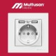 Mutlusan Topraklı Priz  Rita Priz USBli 2220 619 0201 (Çerçeve Dahil)