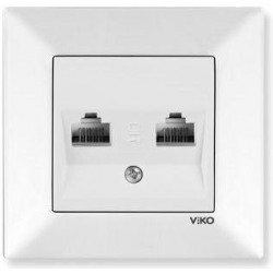 Viko Meridian İkili Data Prizi (RJ45 CAT5E) (Çerçeve Hariç) - Beyaz
