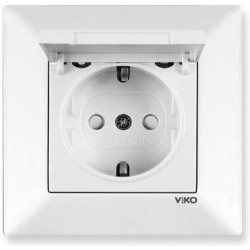 Viko Meridian Çocuk Korumalı Kapaklı Topraklı Priz (Çerçeve Hariç) - Beyaz