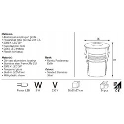 Jupiter Bahçe Gömme Armatür LED LG982 S