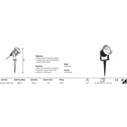 Jupiter Led Bahçe Spot Kazıklı - Işık rengi 3000K LG987 Jupiter Led Bahçe Spot Kazıklı - Işık rengi 3000K LG987
