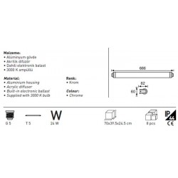 Jupiter Ayna Armatürü T5 / Ampullü EV308 Jupiter Ayna Armatürü T5 / Ampullü EV308