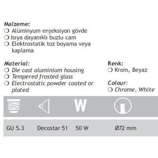 Jupiter Camlı Spot Banyo JH515 Beyaz