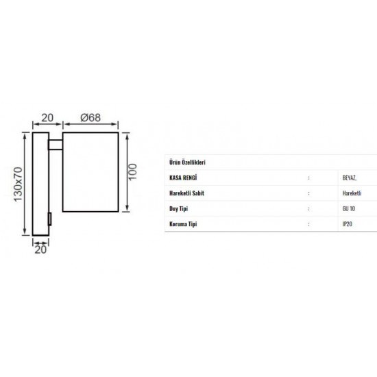 Jupiter 6W Yatak Başı Aplik Sharp Led - LW450 S Jupiter 6W Yatak Başı Aplik Sharp Led - LW450 S