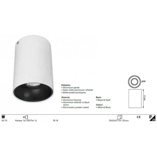 Jupiter Tavan Armatürü JC065 B&S Jupiter Tavan Armatürü JC065 B&S