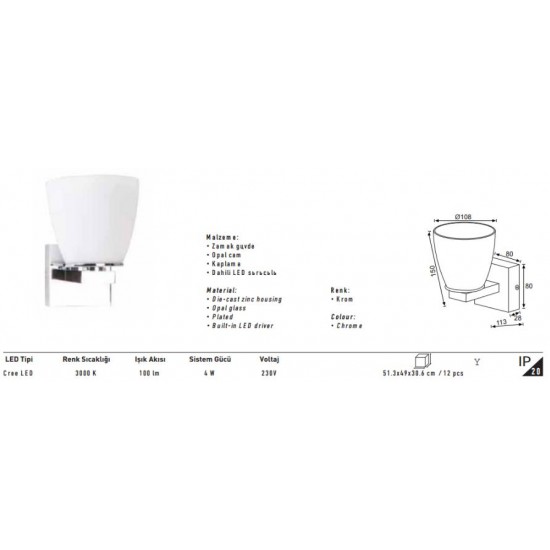 Jupiter Led Duvar Apliği LW424