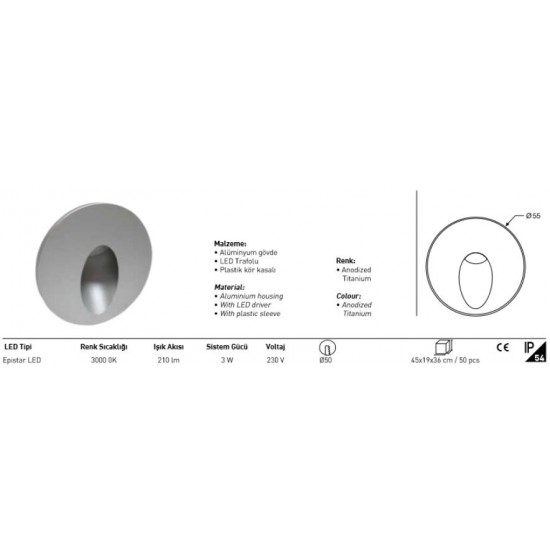 Jupiter Led Merdiven Armatürü LW985