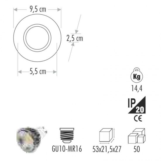 Cata Ateş Cam Spot Led Çerçeveli CT-6638