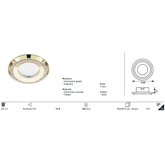 Jupiter Halogen Spot Altın JH693