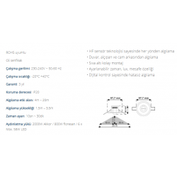 360 Spot Tipi Hareket Sensörü (Sıva Altı) Nade 10366 360 Spot Tipi Hareket Sensörü (Sıva Altı) Nade 10366