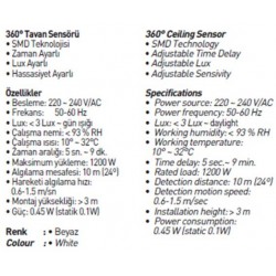 Jupiter 360° Tavan Hareket Sensörü JS476 Jupiter 360° Tavan Hareket Sensörü JS476