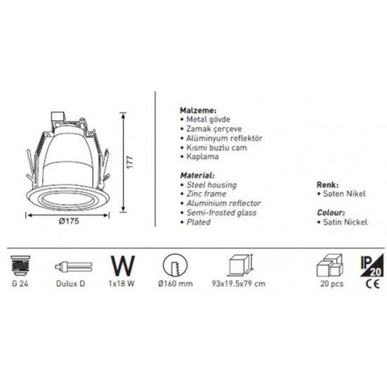 Jupiter Camlı Downlight JD532