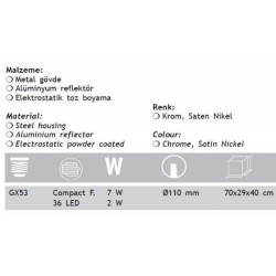 Jupiter 7W Floresan Spot Dikey Gx53 Duylu JD541 SN Jupiter 7W Floresan Spot Dikey Gx53 Duylu JD541 SN
