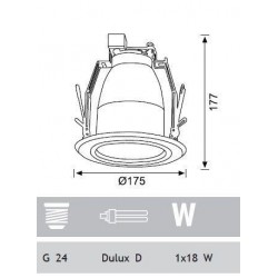 Jupiter 1x18W Downlight Dikey Dulux-D Duylu Camlı JD533 Jupiter 1x18W Downlight Dikey Dulux-D Duylu Camlı JD533