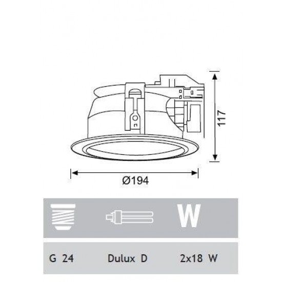 Jupiter 2x18W Downlight Yatay G24 Duylu Camlı JD530