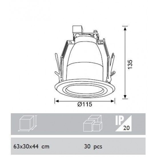 Jupiter 1x10W Downlight Dikey G24 Duylu Camlı JD528