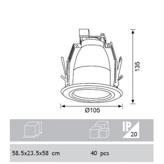 Jupiter 1x10W Downlight Dikey G24 Duylu Camlı JD527