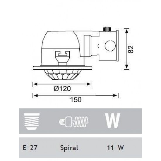 Jupiter 1x11W Downlight Yatay E27 Duylu Camlı JD519SN