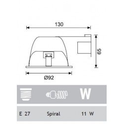 Jupiter 1x11W Downlight Yatay E27 Duylu Camlı JD518 SN Jupiter 1x11W Downlight Yatay E27 Duylu Camlı JD518 SN