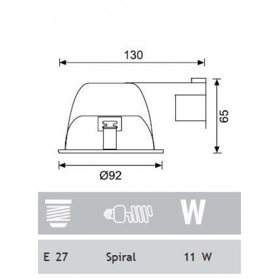 Jupiter 1x11W Downlight Yatay E27 Duylu Camlı JD518 SN