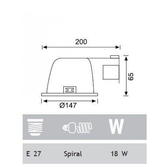 Jupiter 1x18W Downlight Yatay E27 Duylu Camlı JD517 SN