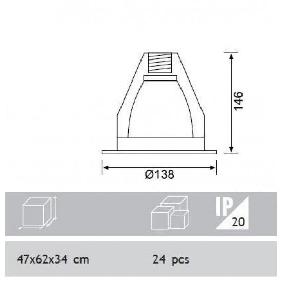 Jupiter 1x13W Downlight Dikey G24 Duylu Camlı JD514