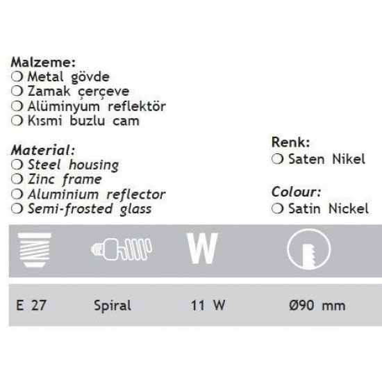 Jupiter 11W Downlight Dikey E27 Duylu Camlı JD550