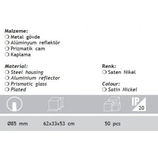 Jupiter 1x11W Downlight Yatay E27 Duylu Camlı JD518 SN Jupiter 1x11W Downlight Yatay E27 Duylu Camlı JD518 SN