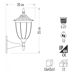 Cata Bahçe Armatür E-27 Duy CT-7095 Cata Bahçe Armatür E-27 Duy CT-7095