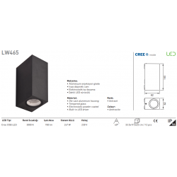 Jupiter 2x7 Watt Led Bahçe Aplik - LW465 Jupiter 2x7 Watt Led Bahçe Aplik - LW465
