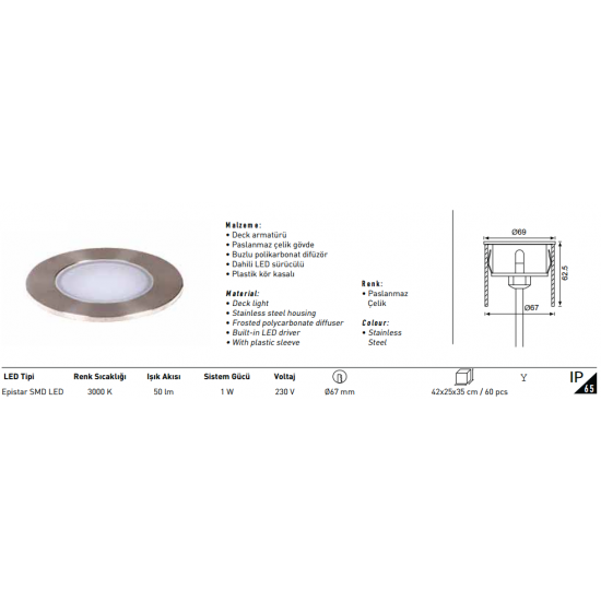 Jupiter Led Dış Aydınlatma Armatürü - 3000K