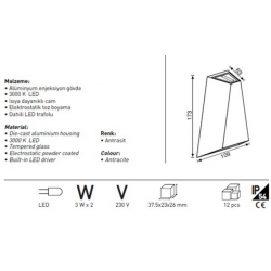 Jupiter LED Bahçe Aplik LW427 S Jupiter LED Bahçe Aplik LW427 S