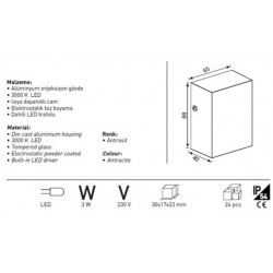 Jupiter LED Bahçe Aplik LW428 S Jupiter LED Bahçe Aplik LW428 S