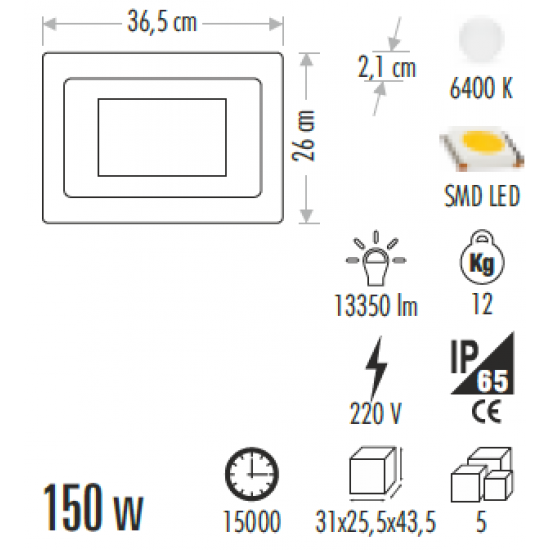 Cata 150W Ultra Slim Led Projektör Smd CT-4662