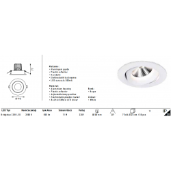 Jupiter Led Spot Armatürü Beyaz LS440 - Gün Işığı Jupiter Led Spot Armatürü Beyaz LS440 - Gün Işığı