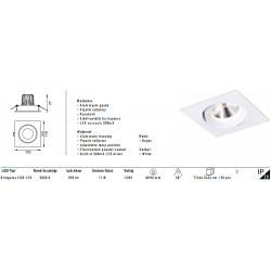 Jupiter Led Spot Armatürü Beyaz LS441 Jupiter Led Spot Armatürü Beyaz LS441